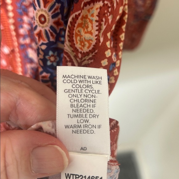 J JILL Paisley Floral Print Bateau Neck 3/4 Sleeve Boho Blouse Size Large - Picture 11 of 13